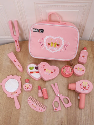 Wooden Cosmetic Bag Princess Makeup Set Simulation Little Girl Birthday New Year Gift - MyLittleTales