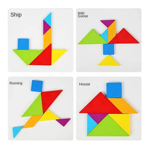 Wooden Geometric Shape Tangram Jigsaw Puzzles Board Games, Montessori Educational Toys for Kids - MyLittleTales