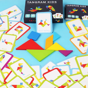 Wooden Geometric Shape Tangram Jigsaw Puzzles Board Games, Montessori Educational Toys for Kids - MyLittleTales