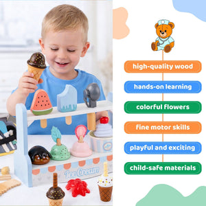 Wooden Ice cream counter | Wooden Ice Cream Shop for Kids - MyLittleTales
