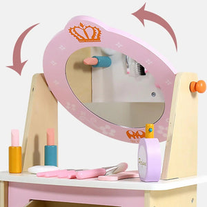 Wooden Montessori Dress up Table - Simulation Makeup Table for Girls Gifts - MyLittleTales