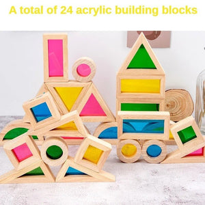 Wooden Rainbow Acrylic Building Blocks Wooden Educational Toys for Children Montessori Toys for Children - MyLittleTales