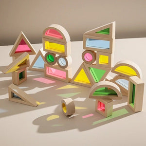 Wooden Rainbow Acrylic Building Blocks Wooden Educational Toys for Children Montessori Toys for Children - MyLittleTales