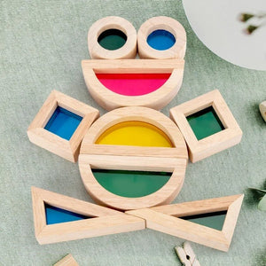 Wooden Rainbow Acrylic Building Blocks Wooden Educational Toys for Children Montessori Toys for Children - MyLittleTales