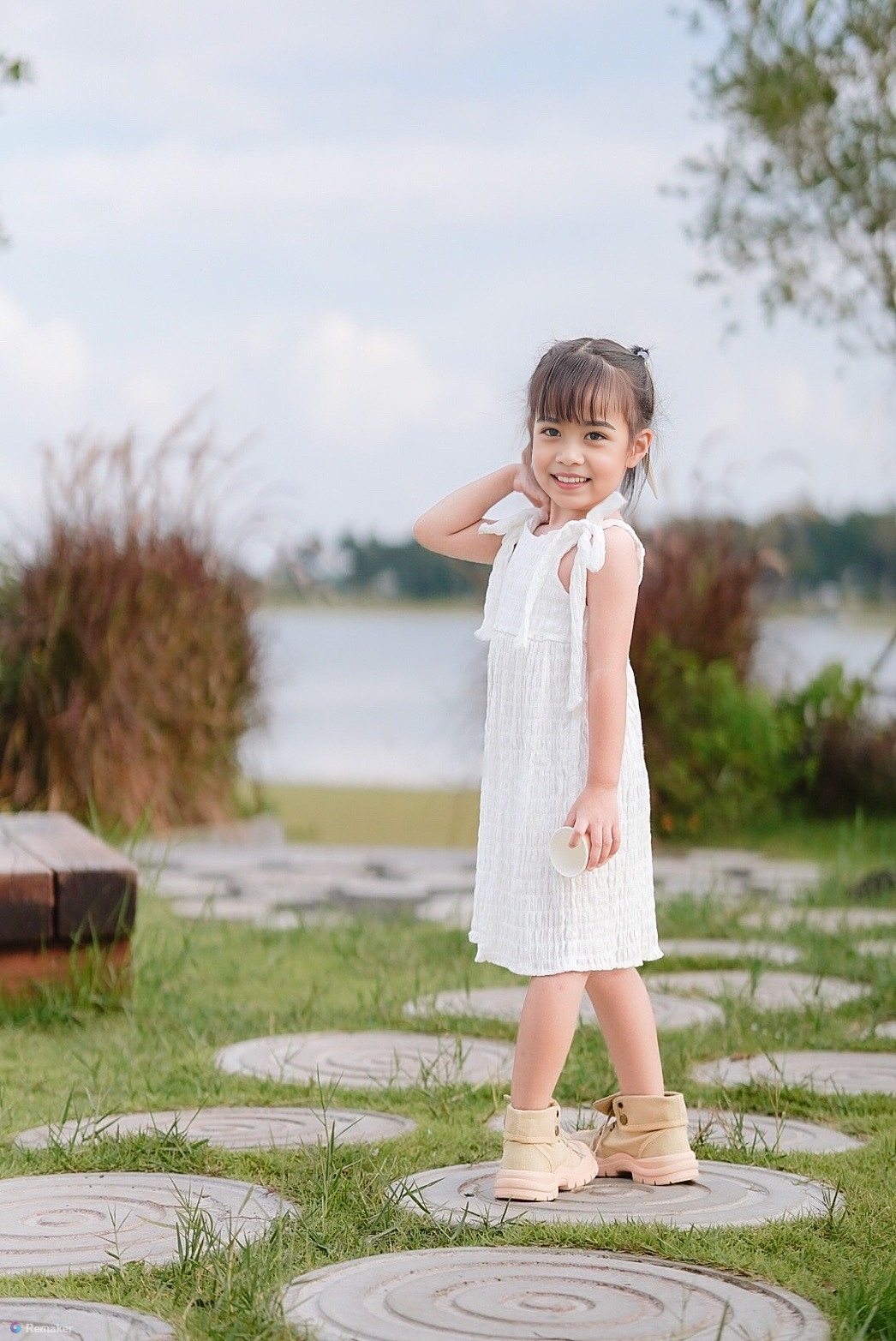 Baby Girl Pure Cotton shoulder dress