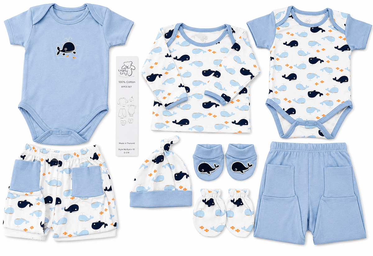 Whimsical ocean-themed baby accessories 8 pc set 🐋 - Tynee Tots