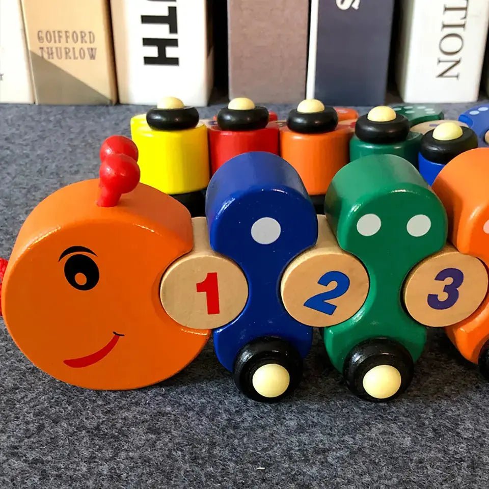 Wooden Caterpillar Train Toy – Lacing Toy