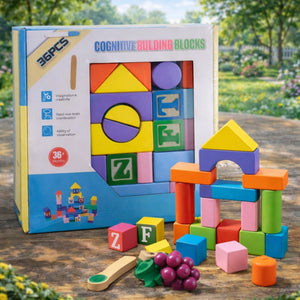 Wooden Cognitive Building Blocks - 36 pcs - MyLittleTales