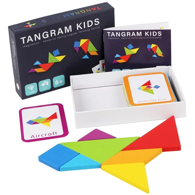 Wooden Geometric Shape Tangram Jigsaw Puzzles Board Games, Montessori Educational Toys for Kids - MyLittleTales
