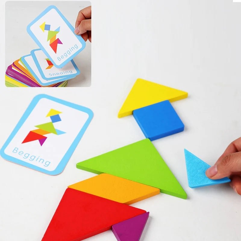 Wooden Geometric Shape Tangram Jigsaw Puzzles Board Games, Montessori Educational Toys for Kids - MyLittleTales