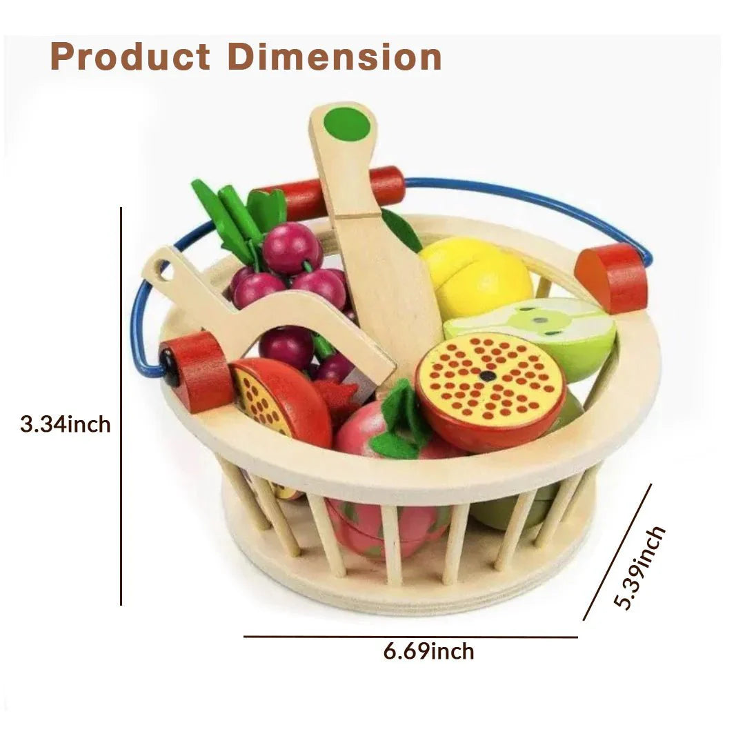 Wooden Magnetic Cutting Fruit Basket - 12 pc set - MyLittleTales