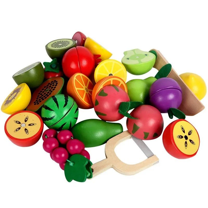 Wooden Magnetic Cutting Fruit Basket - 12 pc set - MyLittleTales