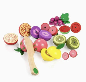 Wooden Magnetic Cutting Fruit Basket - 12 pc set - MyLittleTales