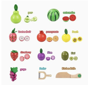 Wooden Magnetic Cutting Fruit Basket - 12 pc set - MyLittleTales