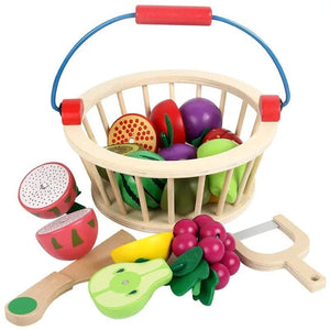 Wooden Magnetic Cutting Fruit Basket - 12 pc set - MyLittleTales