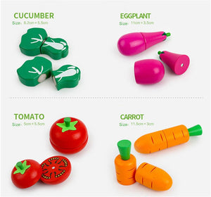 Wooden Magnetic Cutting Fruit & Vegetable Pretend Play Kitchen and Early Education - MyLittleTales