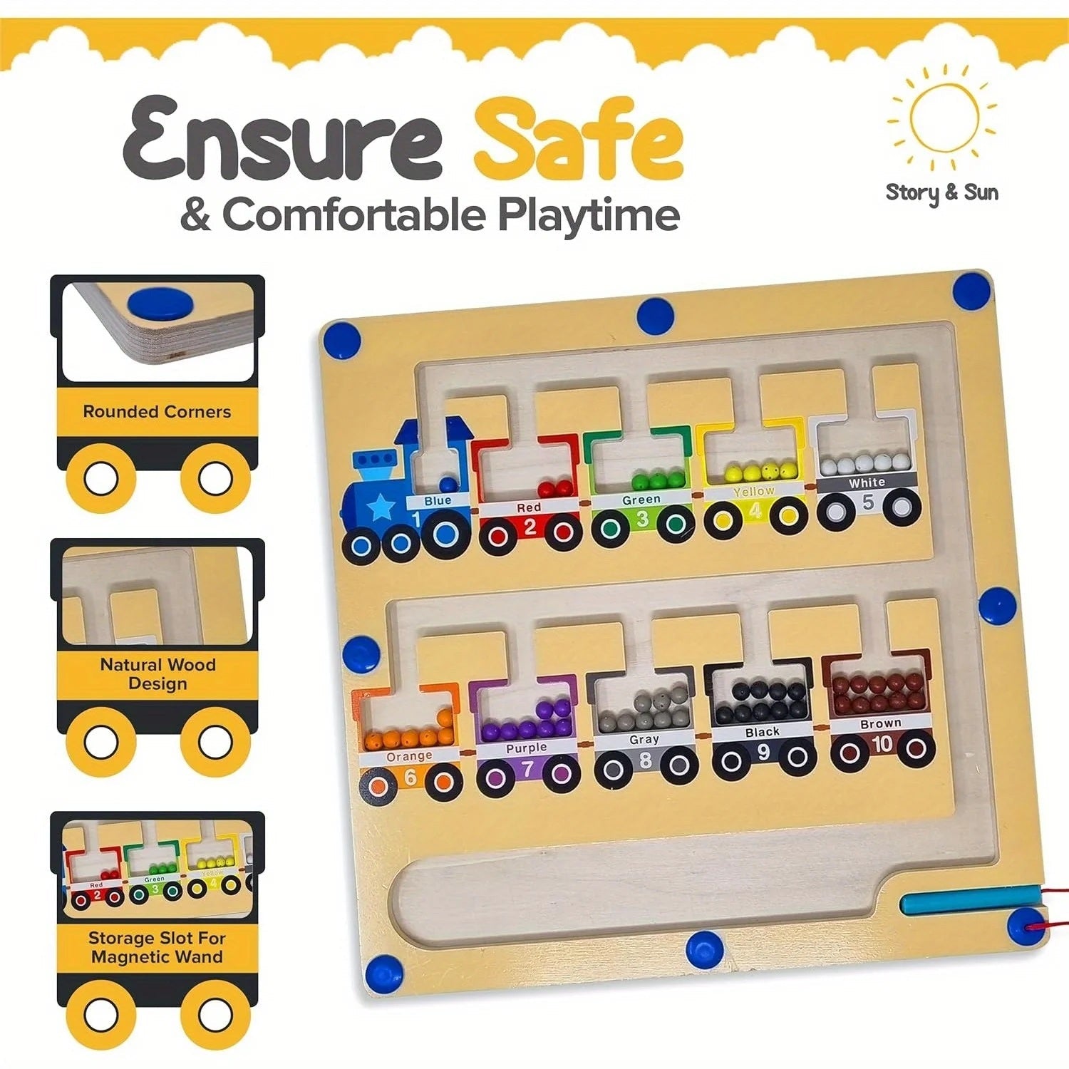 Wooden Maze Board Magnetic Location Maze - MyLittleTales