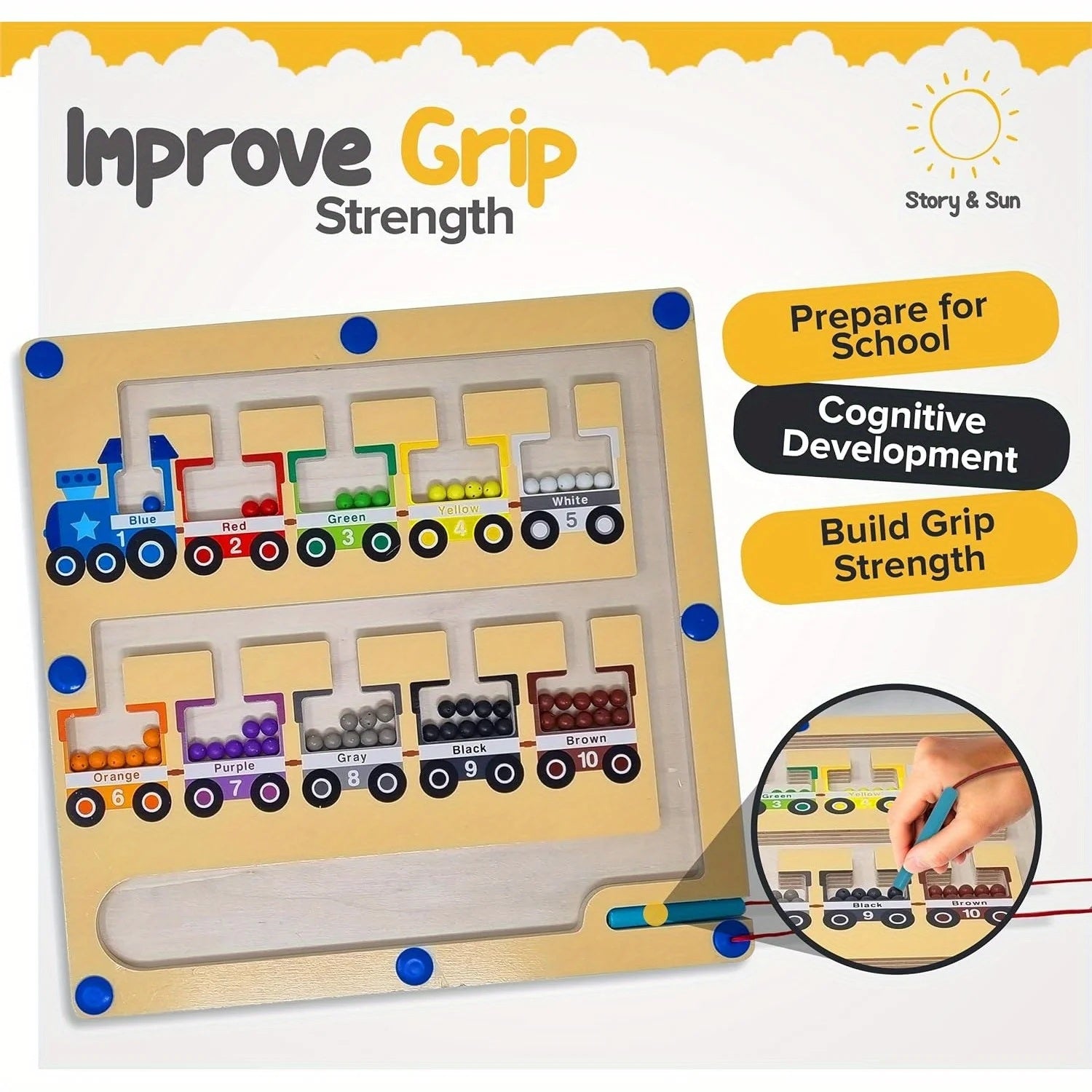 Wooden Maze Board Magnetic Location Maze - MyLittleTales