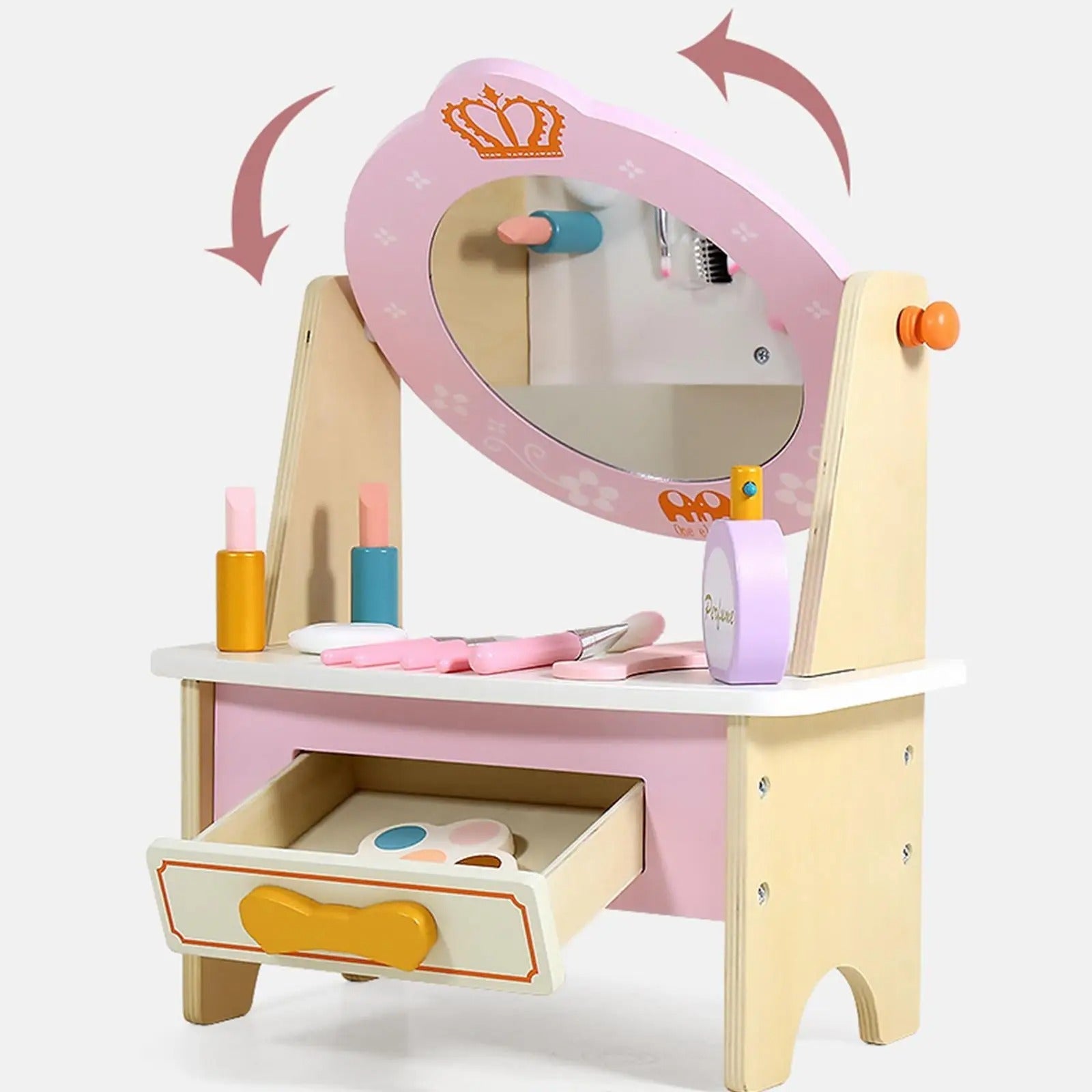 Wooden Montessori Dress up Table - Simulation Makeup Table for Girls Gifts - MyLittleTales