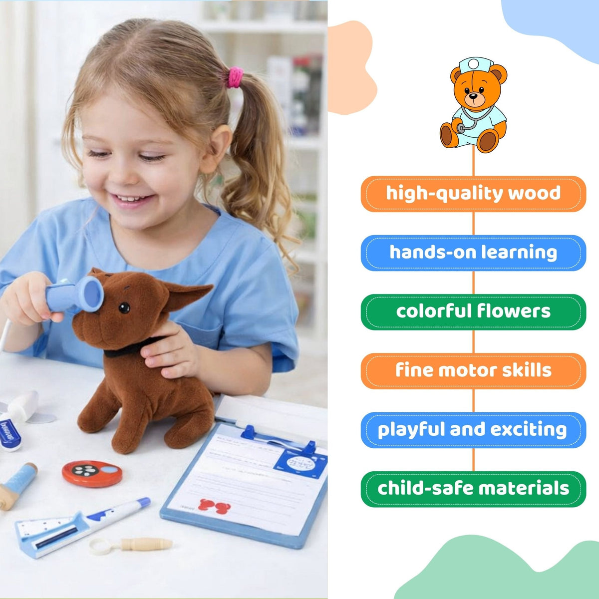 Wooden Pet Doctor Set for Hospital Tool Accessories Simulation Medical Kit - MyLittleTales