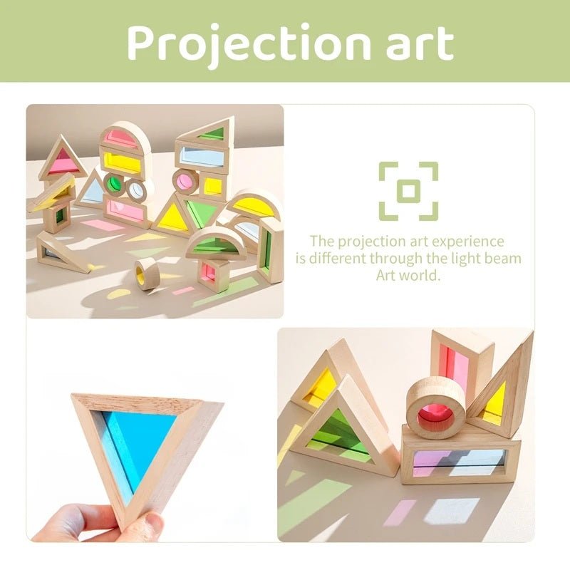 Wooden Rainbow Acrylic Building Blocks Wooden Educational Toys for Children Montessori Toys for Children - MyLittleTales