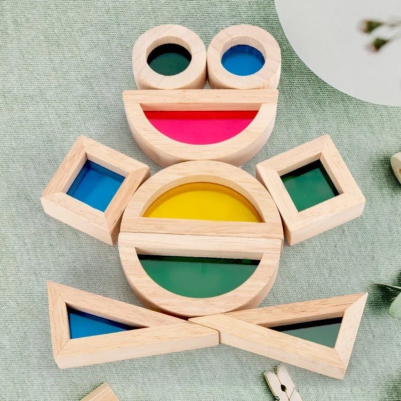Wooden Rainbow Acrylic Building Blocks Wooden Educational Toys for Children Montessori Toys for Children - MyLittleTales