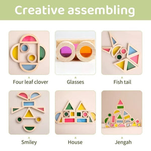 Wooden Rainbow Acrylic Building Blocks Wooden Educational Toys for Children Montessori Toys for Children - MyLittleTales