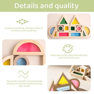 Wooden Rainbow Acrylic Building Blocks Wooden Educational Toys for Children Montessori Toys for Children - MyLittleTales